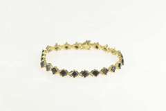 10K Yellow Gold Black Onyx Diamond Accent X Link Tennis Bracelet