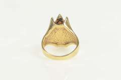 14K Yellow Gold 1960's Marquise Pink Coral Diamond Accent Ring