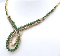 Optimal 18kt Emerald and Diamond Loop Necklace