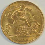 Lustrous Gem BU 1913 Great Britain Gold Half Sovereign