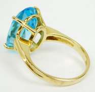 5.81 Carat Blue Topaz 14K Gold Ring, Size 5.25