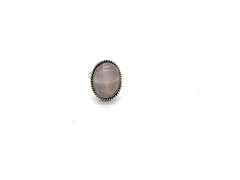 Cabochon Rose Quartz in Tibetan Silver Energy Rope Design Ring