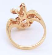 Powerful Yellow Gold Round Cut Ruby and Diamond Ring