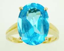5.81 Carat Blue Topaz 14K Gold Ring, Size 5.25