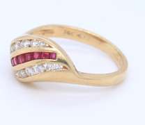 Handsome Yellow Gold Ruby and Diamond Ring
