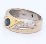 Attractive Two Tone Gold Blue Sapphire band