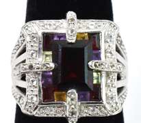Ornate Multi-Gemstone Silver Ring