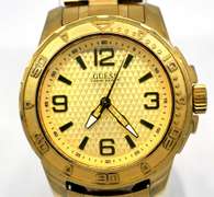 Guess Textured Gold Dial Watch, Pre-Owned.