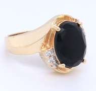 Fabulous yellow gold Black Onyx and Diamond Ring