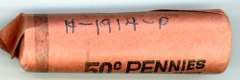 Roll of 1914-P Lincoln Wheat Cents