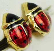 14K Enameled Lady Bug Stud Earrings