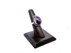 Tear-Drop Amethyst Stone in Tibetan Silver Ring