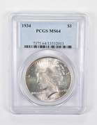 MS64 1934 Peace Silver Dollar PCGS