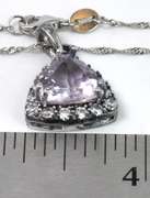 Sterling Silver Amethyst Pendant With CZ Accents