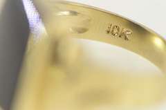 10K Yellow Gold Classic Squared Black Onyx Retro Statement Ring