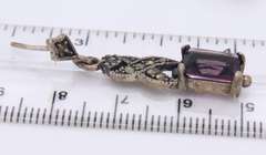 Vintage Sterling Silver Marcasite and Amethyst Earrings