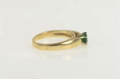 14K Yellow Gold Classic Round Syn. Emerald Solitaire Ring