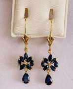 14kt Yellow Gold & Blue Sapphire Earrings