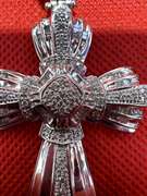 RELIGIOUS 14K WHITE GOLD CROSS WITH 2.00 CARATS DIAMOND IN TOTAL
