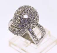Sterling Silver CZ Skull Ring