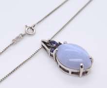 Vintage Sterling Silver Gemstone Pendant on Chain