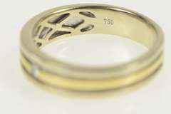 18K White Gold Diamond Two Tone Tiered Stripe Wedding Band Ring