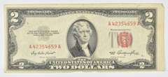 1953 $2 United States Legal Tender Note - Red Seal Offset Error