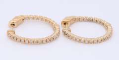 Brilliant Yellow Gold Diamond in out Hoop Earrings