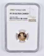 PF70 UCAM 1990-P $5 American Gold Eagle 1/10 Oz. .999 Fine Gold NGC