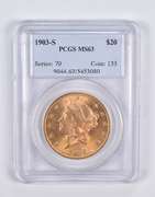 MS63 1903-S $20 Liberty Head Gold Double Eagle PCGS