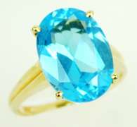 5.81 Carat Blue Topaz 14K Gold Ring, Size 5.25