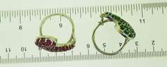 Sterling Silver Pink Sapphires And Tsavorite Matching Wave Rings