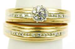 Vintage 14K Diamond Wedding Set, 5.75