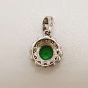 14kt Solid White Gold, Emerald, & Diamond Pendant