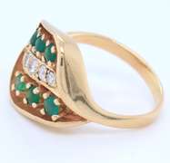 Charming Yellow Gold Emeralds and Diamond Ring