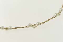 14K Yellow Gold Pearl Cluster Braided Twist Chain Statement Bracelet