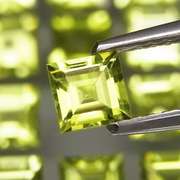 Princess cut Unheated! 5.73ct Peridot set