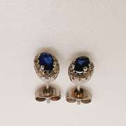 14kt Gold, Blue Sapphire, & Diamond Earrings