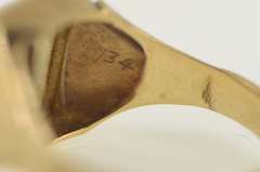 14K Yellow Gold 1960's Squared Men's Opal Statement Ring