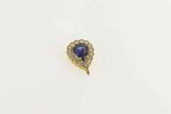 14K Yellow Gold 1.83 Ctw Pear Tanzanite Diamond Halo Pendant