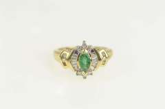 14K Yellow Gold 0.72 Ctw Emerald Diamond Engagement Ring