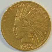 Ultra Rare 1913-S US $10 Indian Gold Piece. Nice