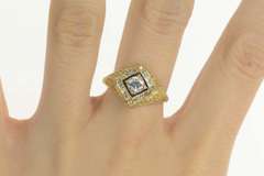 14K Yellow Gold Art Deco Revival Filigree Travel Engagement Ring