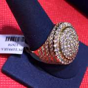 MENS 14K YELLOW GOLD AND DIAMOND DOME RING 