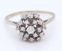 Ideal White Gold Diamond Cluster Ring