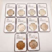 Lot of 10x Certified Peace Dollars- Mixed Dates