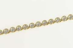 10K Yellow Gold Diamond Cluster Wave Link Classic Tennis Bracelet