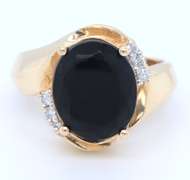 Fabulous yellow gold Black Onyx and Diamond Ring