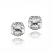 Sterling Silver .70ct Created White Sapphire Stud Earrings, 4mm