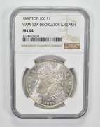 MS64 1887 Morgan Silver Dollar Top 100 VAM-12A DDO Gator & Clash NGC